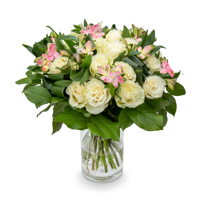 Bouquet of roses with alstromeria
